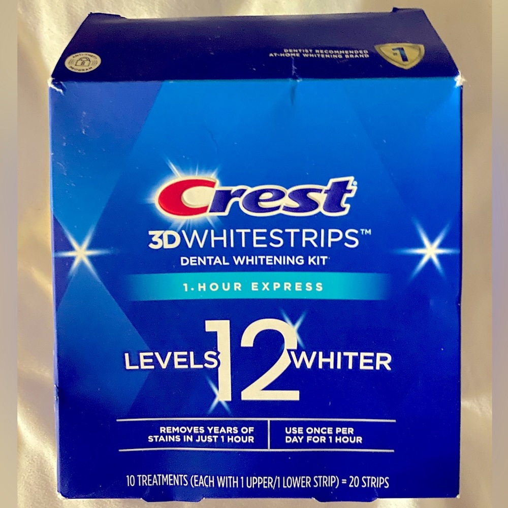 CREST 3D WHITESTRIPS DENTAL WHITENING KIT 1 HOUR EXPRESS 20 strips 10TREATMENTS